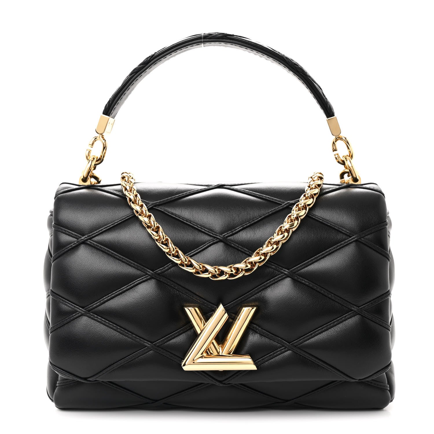 Louis Vuitton Lambskin Malletage Top Handle GO-14 MM Black 1 of 12