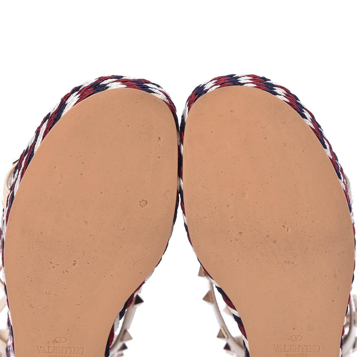 Valentino Garavani Patent Rockstud Ankle Strap Torchon Espadrille Caged 25/95mm Wedge Sandals 37 Light Ivory 10 of 11