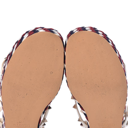 Valentino Garavani Patent Rockstud Ankle Strap Torchon Espadrille Caged 25/95mm Wedge Sandals 37 Light Ivory 10 of 11