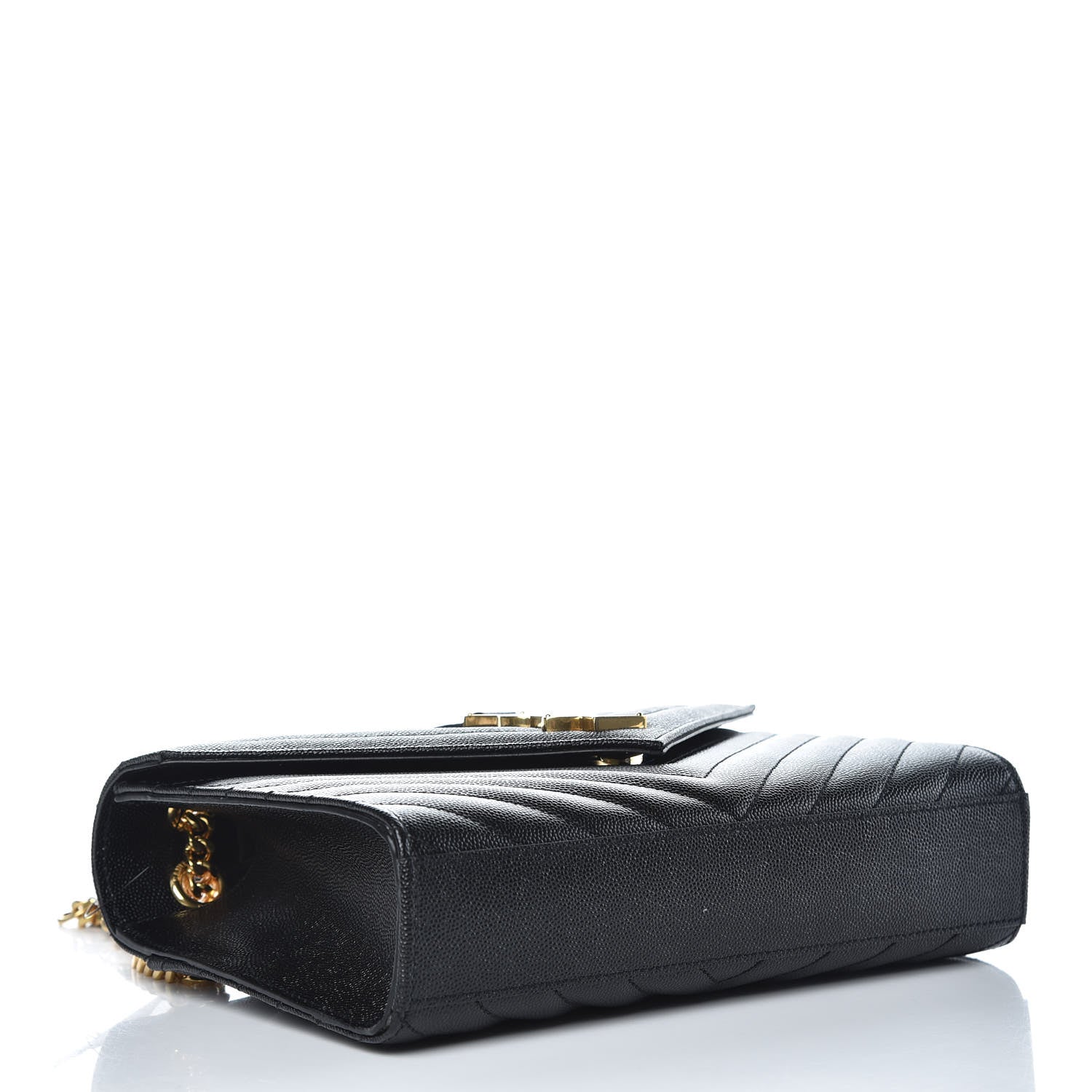 Saint Laurent Grain De Poudre Matelasse Chevron Medium Monogram Satchel Black 4 of 9