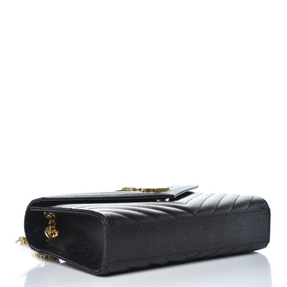 Saint Laurent Grain De Poudre Matelasse Chevron Medium Monogram Satchel Black 4 of 9