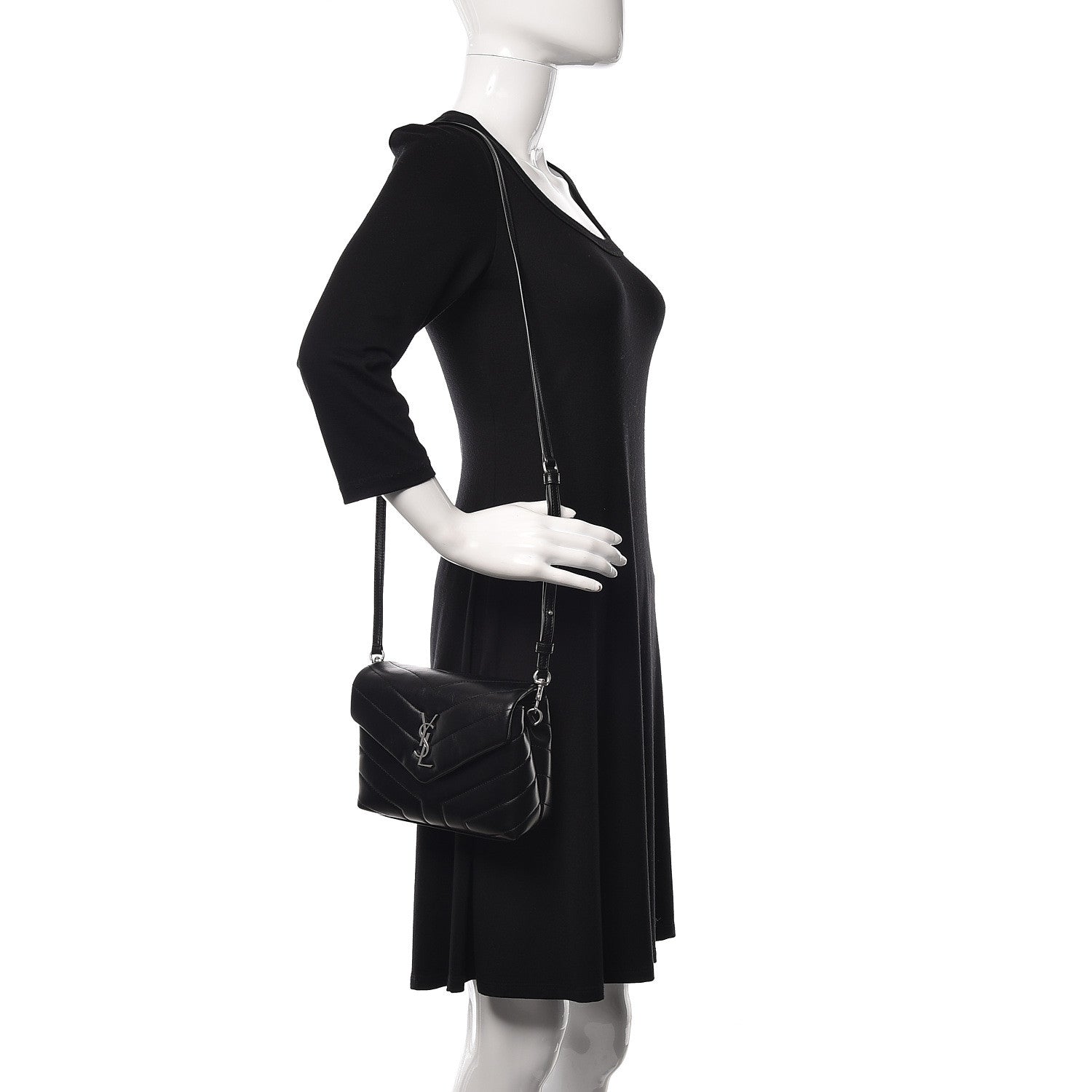 Saint Laurent Calfskin Y Quilted Monogram Toy Loulou Crossbody Bag Black 2 of 13