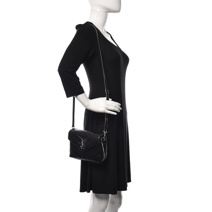 Saint Laurent Calfskin Y Quilted Monogram Toy Loulou Crossbody Bag Black 2 of 13