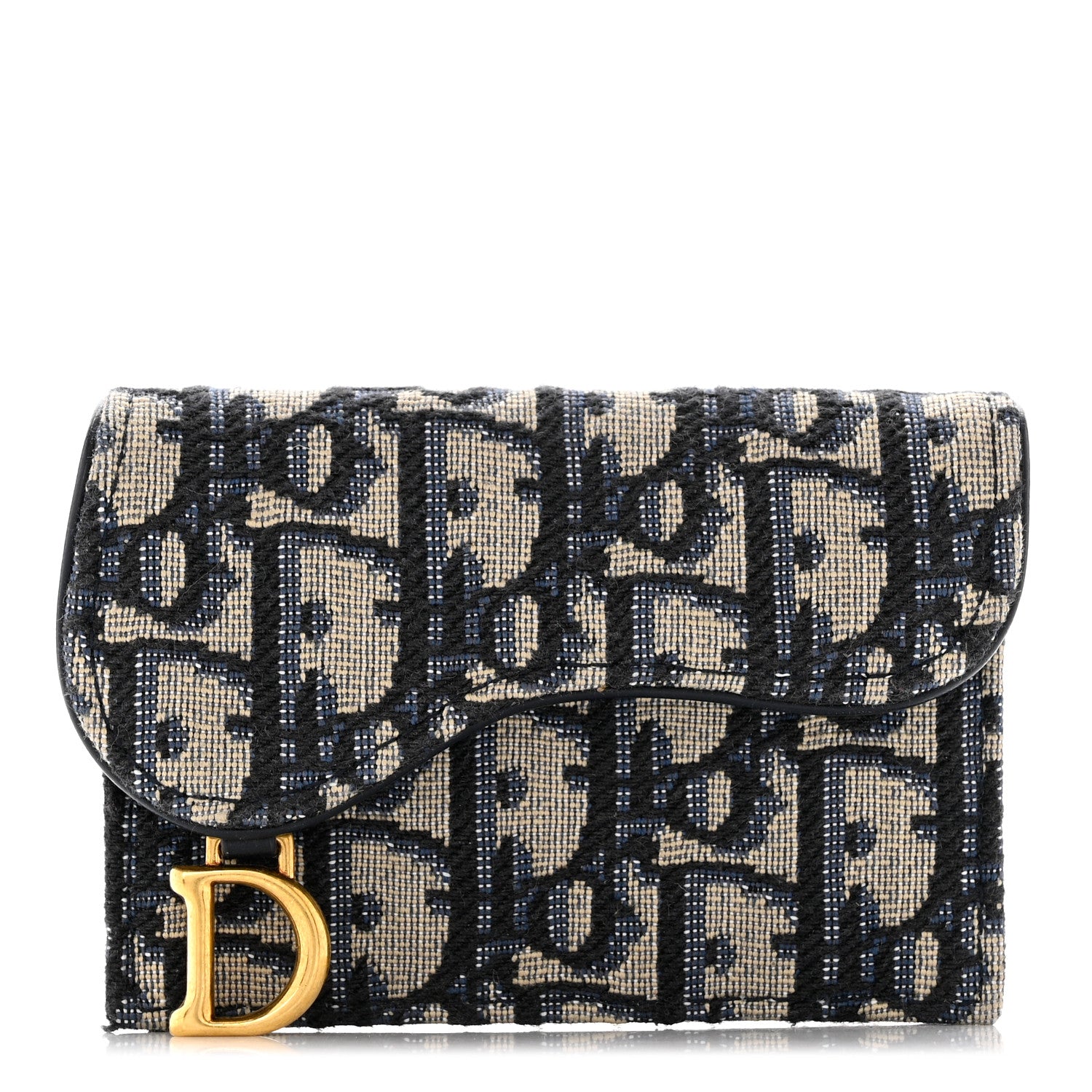 Christian Dior Oblique Saddle Card Holder Blue 1 of 7