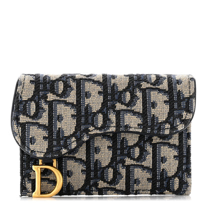 Christian Dior Oblique Saddle Card Holder Blue 1 of 7