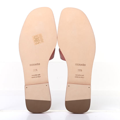 Hermes Epsom Oran Sandals 38.5 Rose Aube 4 of 4