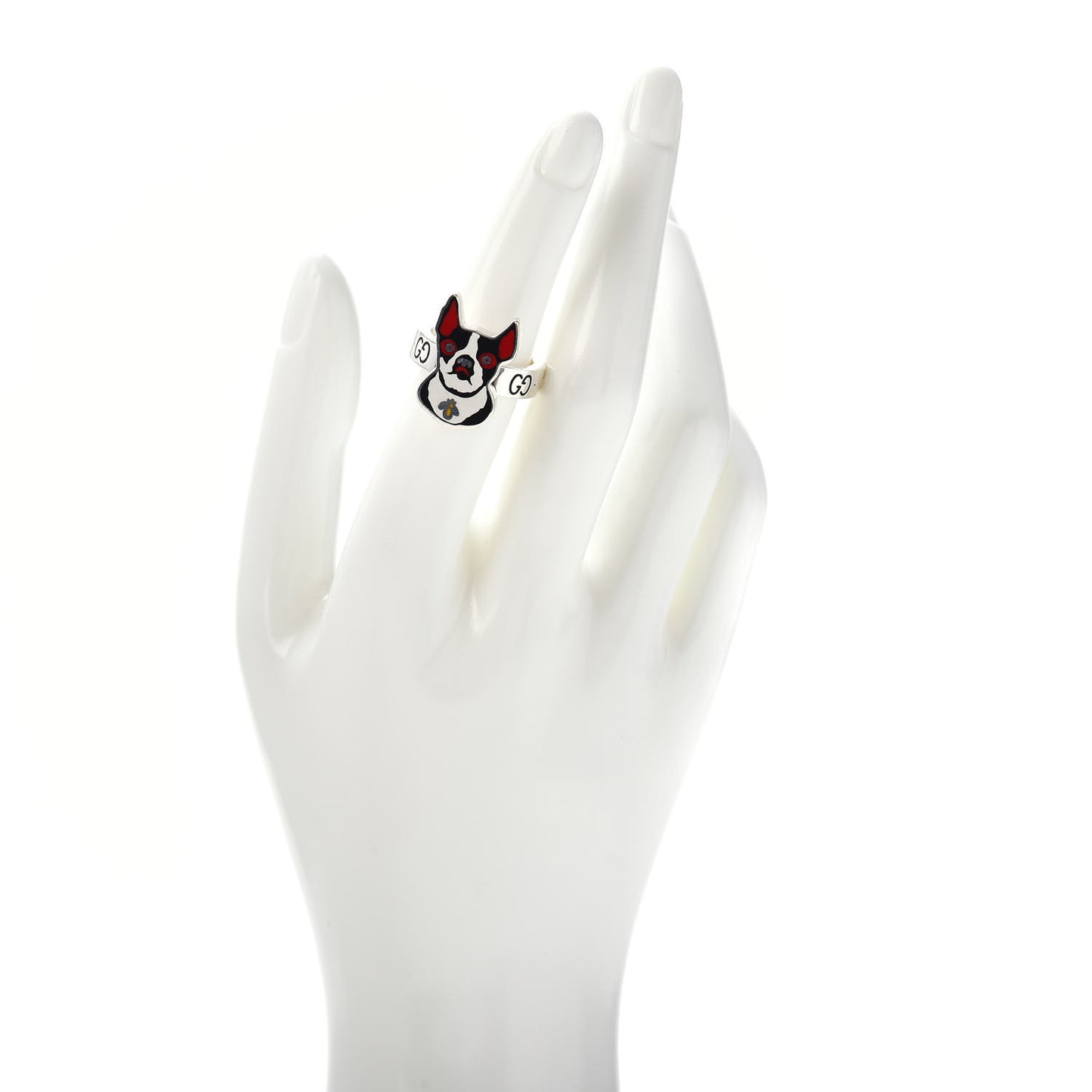 Sterling Silver Enamel Orso Ring 52 6