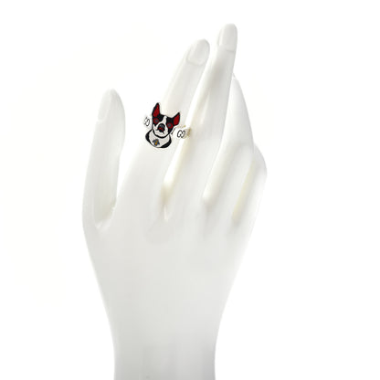 Gucci Sterling Silver Enamel Orso Ring 52 6 2 of 5