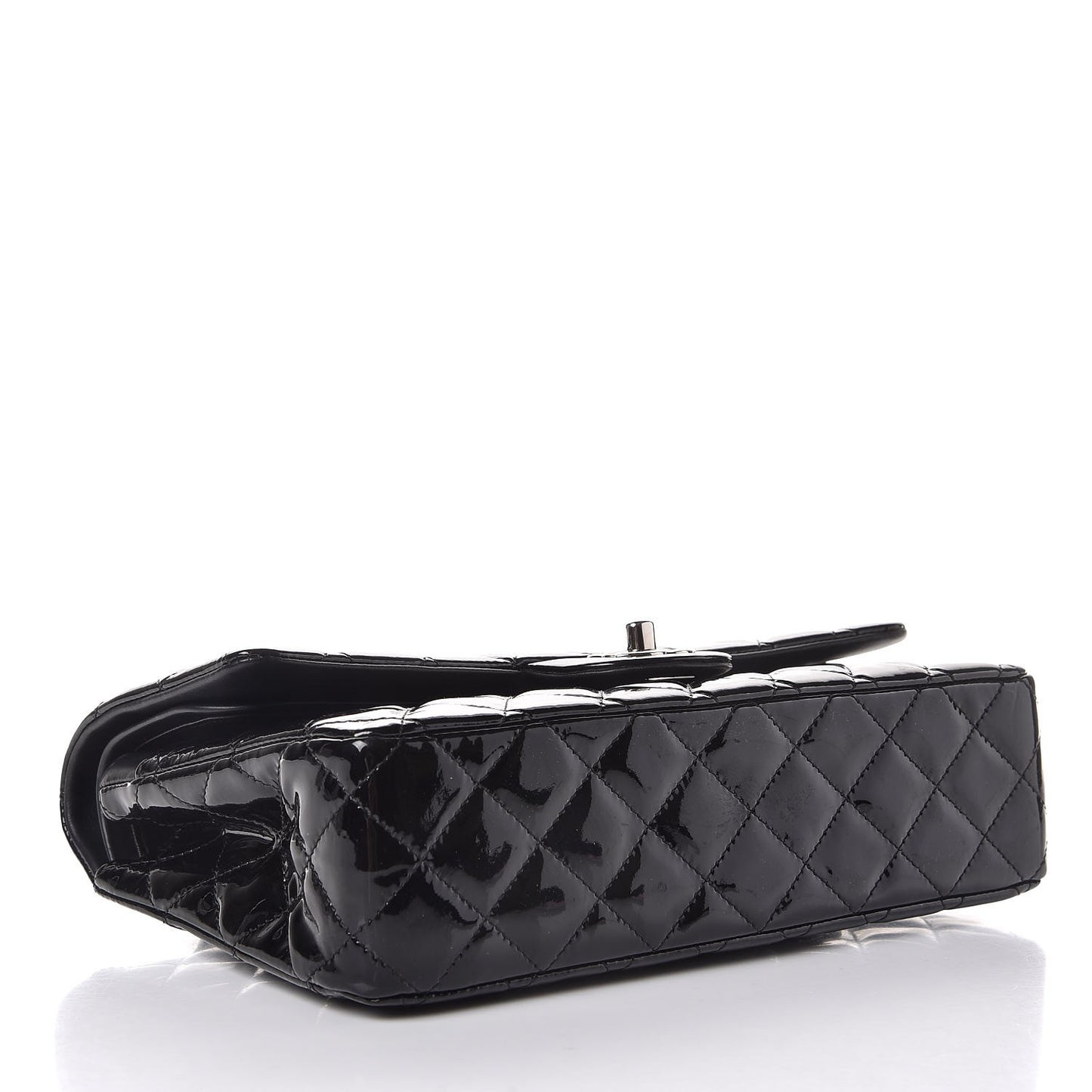 Patent Quilted Medium Double Flap Black