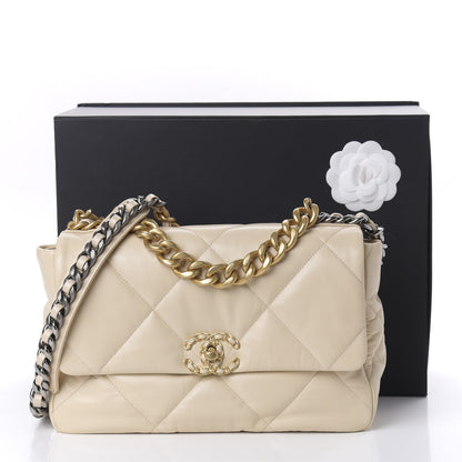 Chanel Goatskin Quilted Large 19 Flap Beige 11 of 11