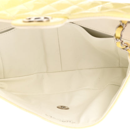 Chanel Distressed Patent Calfskin Quilted East West Flap Clutch Ivory 5 of 12