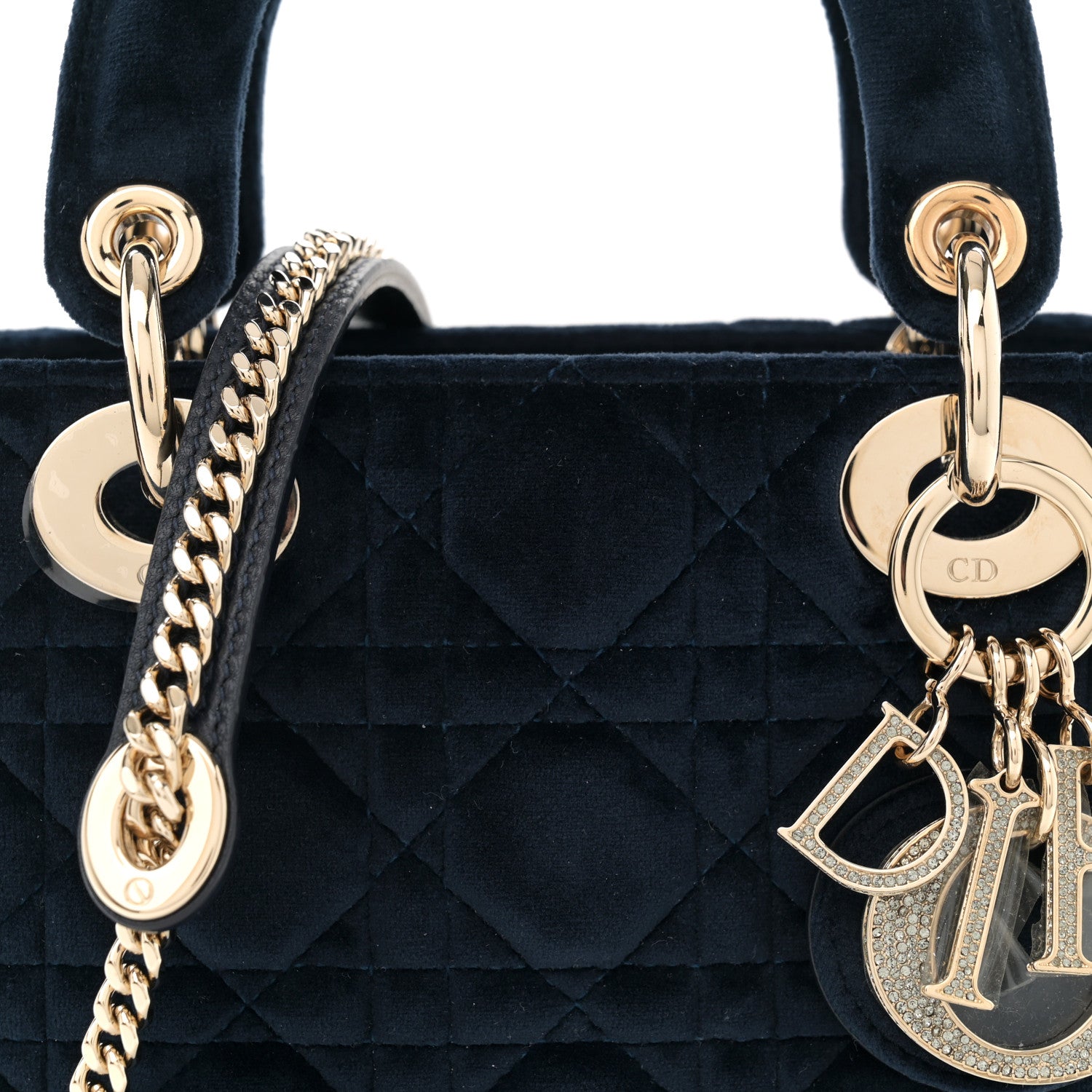 Christian Dior Velvet Mini Lady Dior Navy Blue 8 of 10