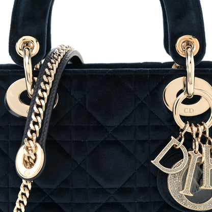 Christian Dior Velvet Mini Lady Dior Navy Blue 8 of 10