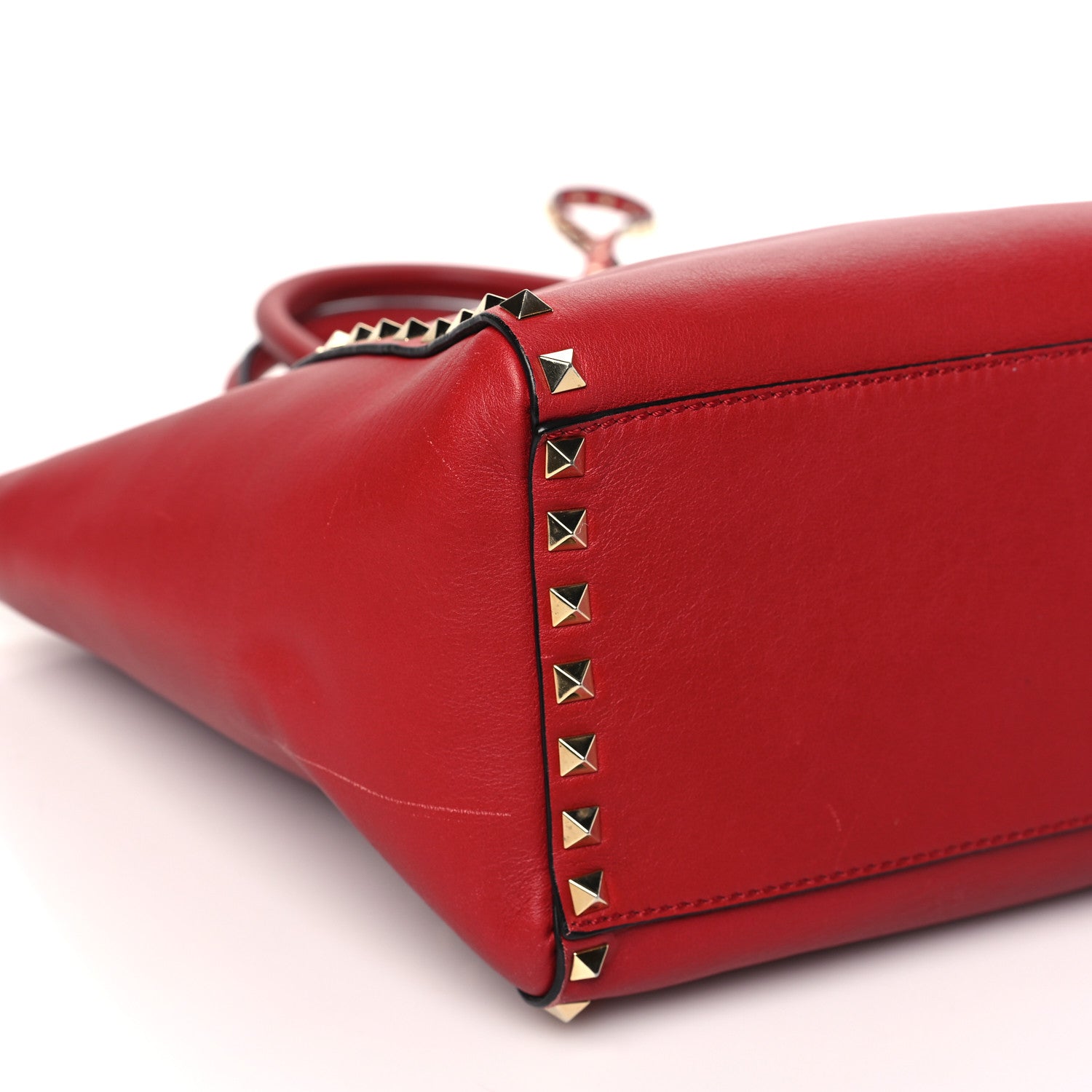 Valentino Garavani Vitello Rockstud Double Handle Tote Rosso Valentino 8 of 14