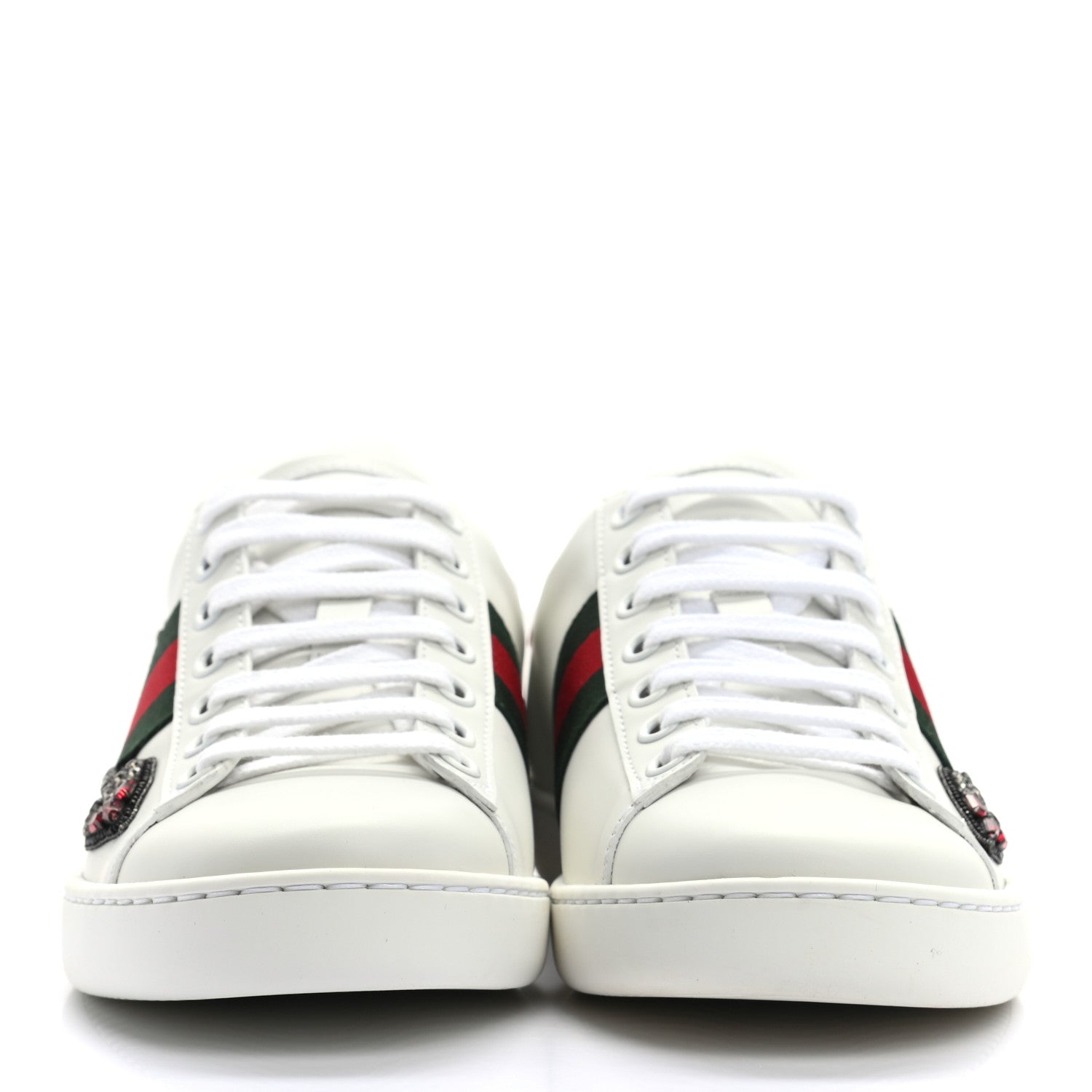Gucci Calfskin Web Studded Womens Arrow Ace Sneakers 35 White 2 of 8