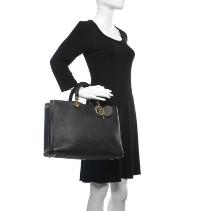 Christian Dior Bullcalf Large Diorissimo Tote Black Rose Indien 3 of 12