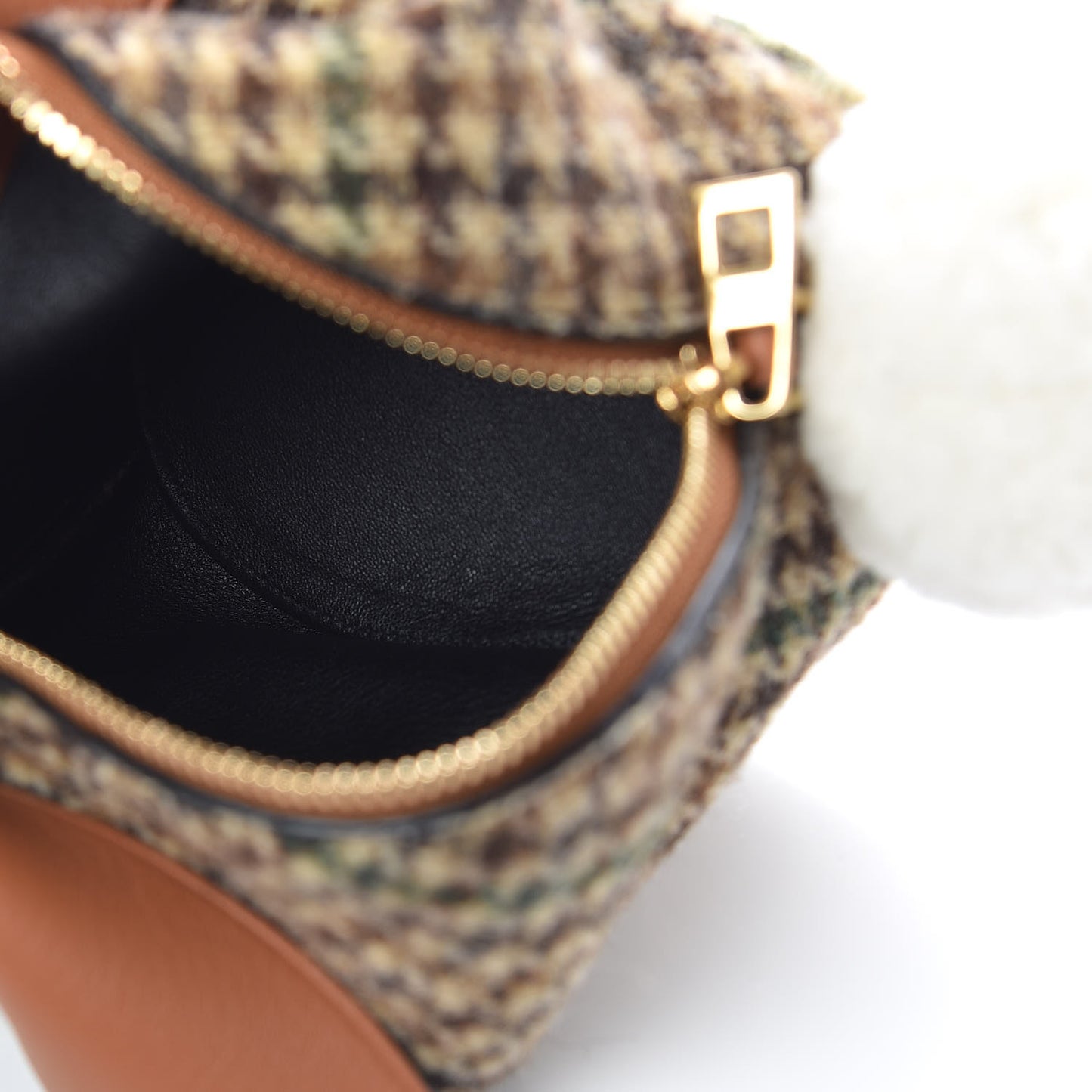 Tweed Mini Bunny Crossbody Bag Cypress Tan