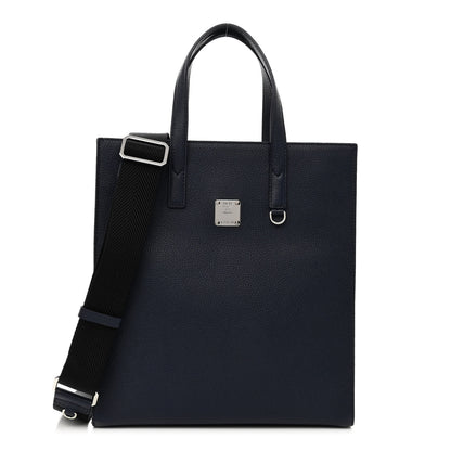 MCM Grained Calfskin Camouflage Small Aren Tote Navy 1 of 9