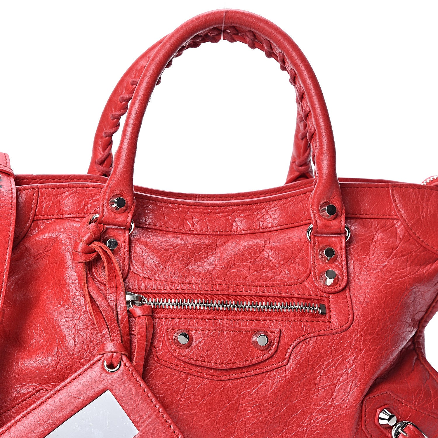 Balenciaga Agneau Arena Classic Silver Hardware S City Logo Strap Rouge Cardinal Black 7 of 9