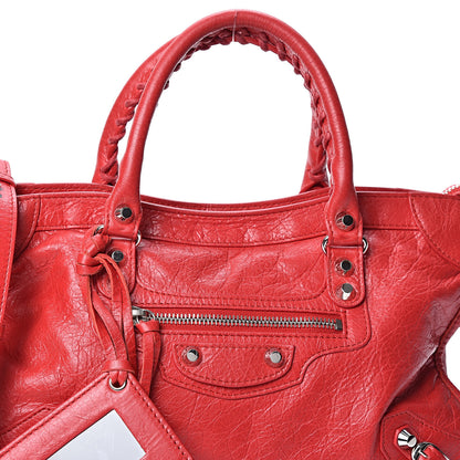 Balenciaga Agneau Arena Classic Silver Hardware S City Logo Strap Rouge Cardinal Black 7 of 9