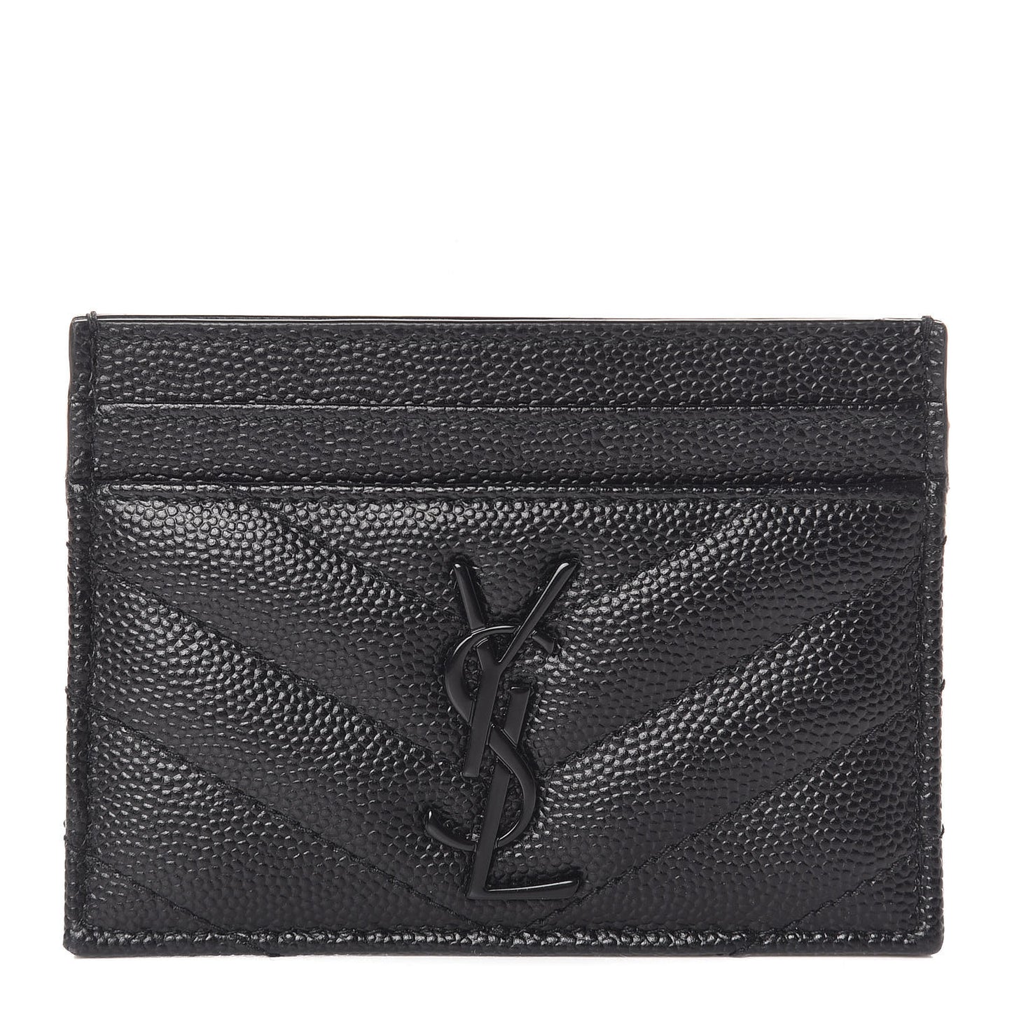 Grain De Poudre Matelasse Chevron Monogram Credit Card Case Black