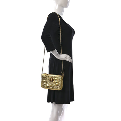 Versace Metallic Nappa Barocco Quilted Vanitas Chain Crossbody Bag Gold 2 of 9