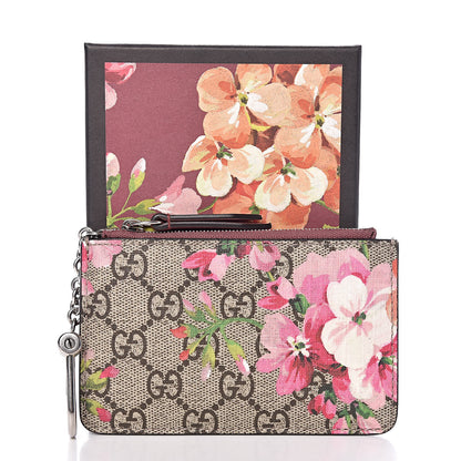 Gucci GG Supreme Monogram Blooms Key Ring Coin Case Beige Multicolor Dry Rose 7 of 7