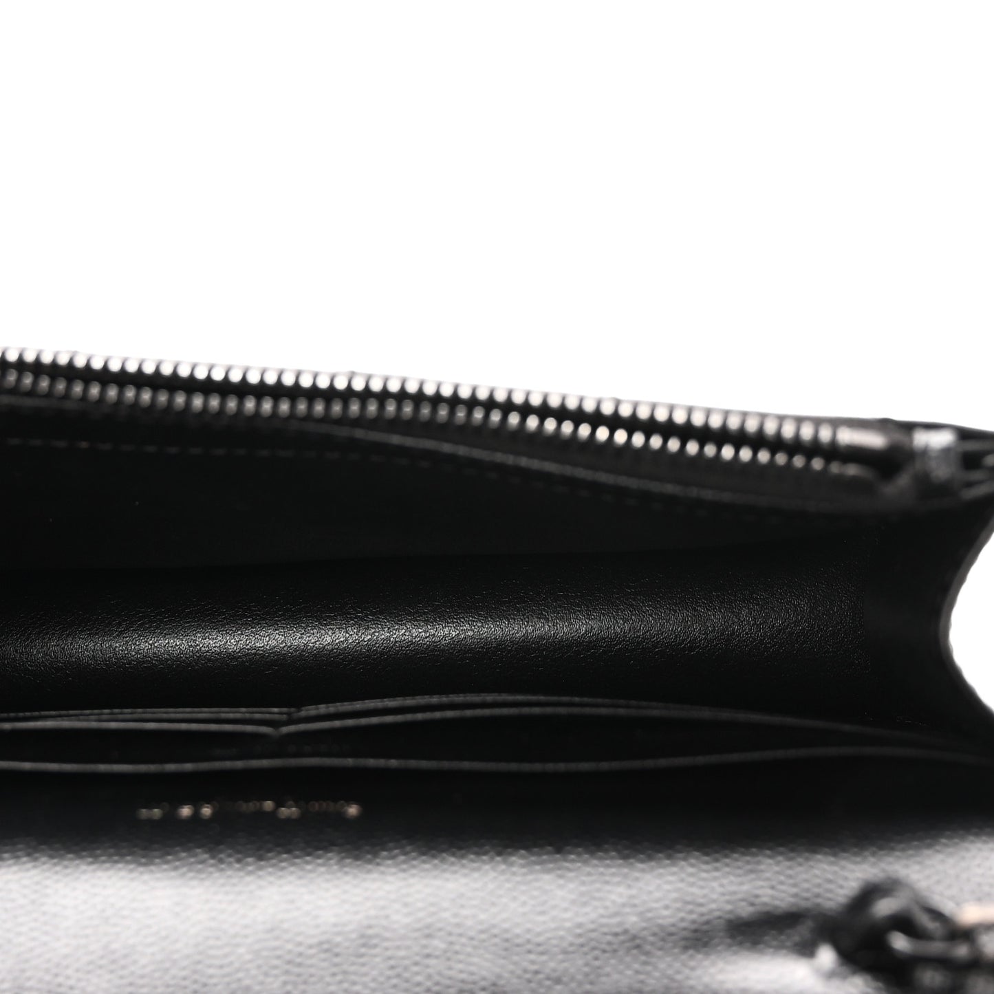Grain De Poudre Matelasse Chevron Monogram Monochrome Envelope Chain Wallet Black