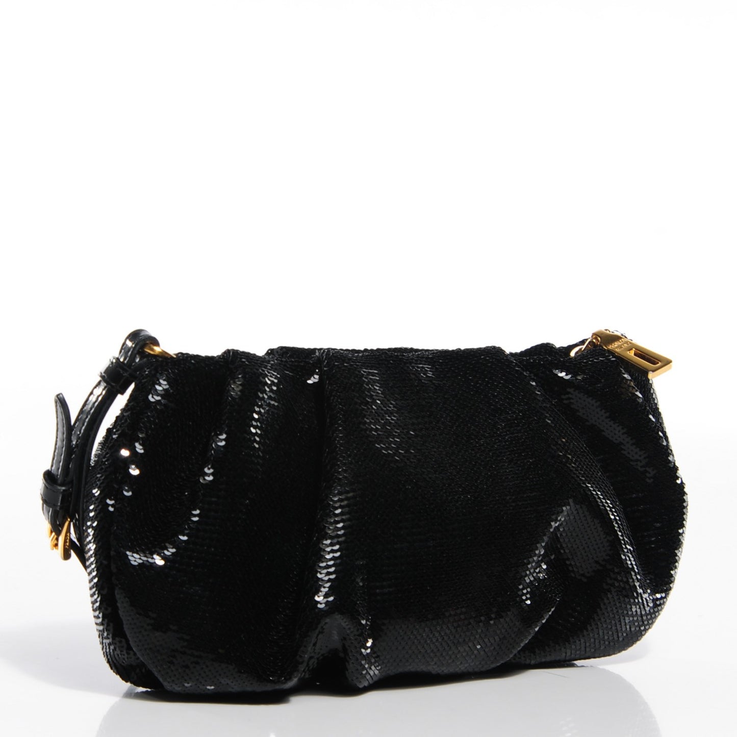 Sequin Fabric Wristlet Clutch Black