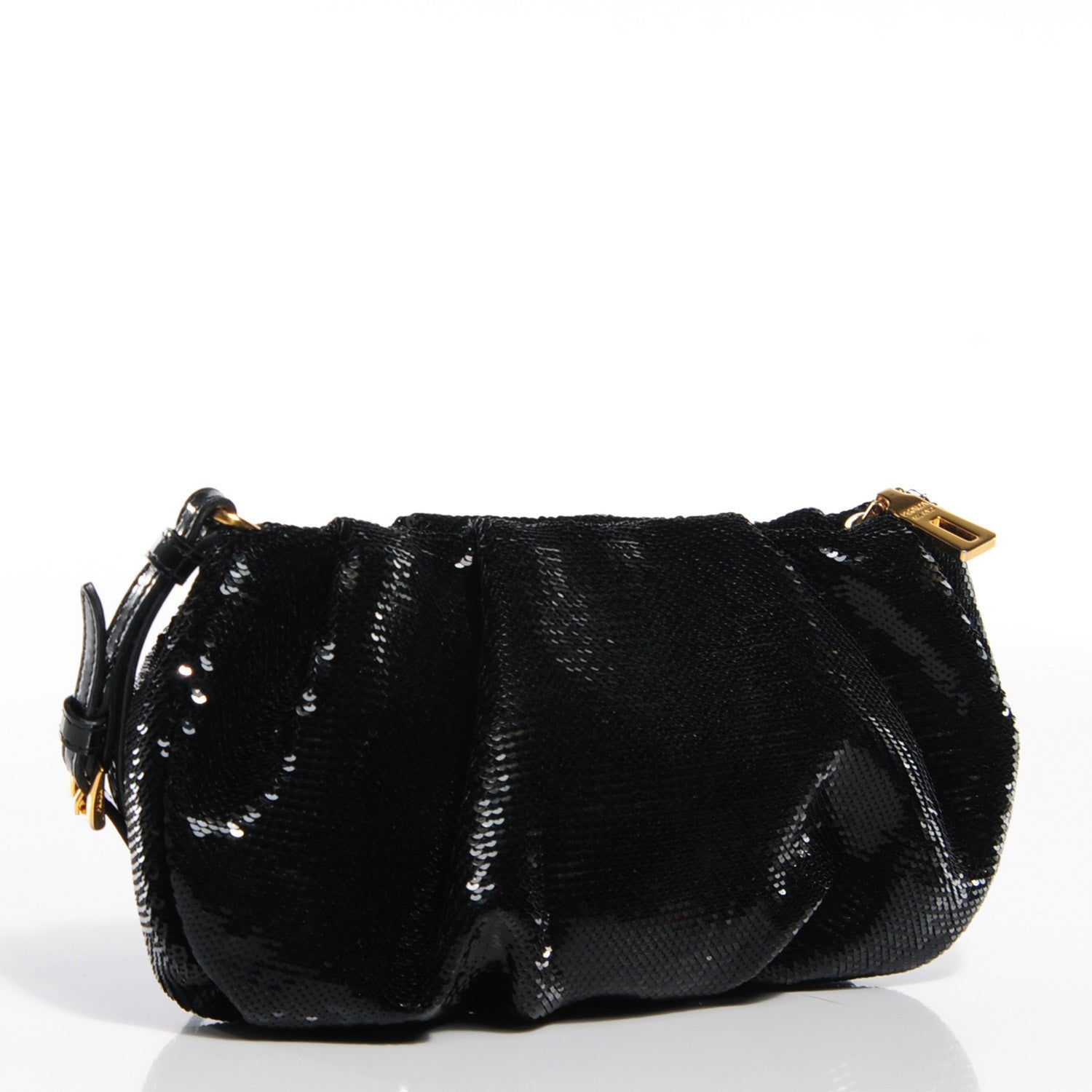 Prada Sequin Fabric Wristlet Clutch Black 3 of 9