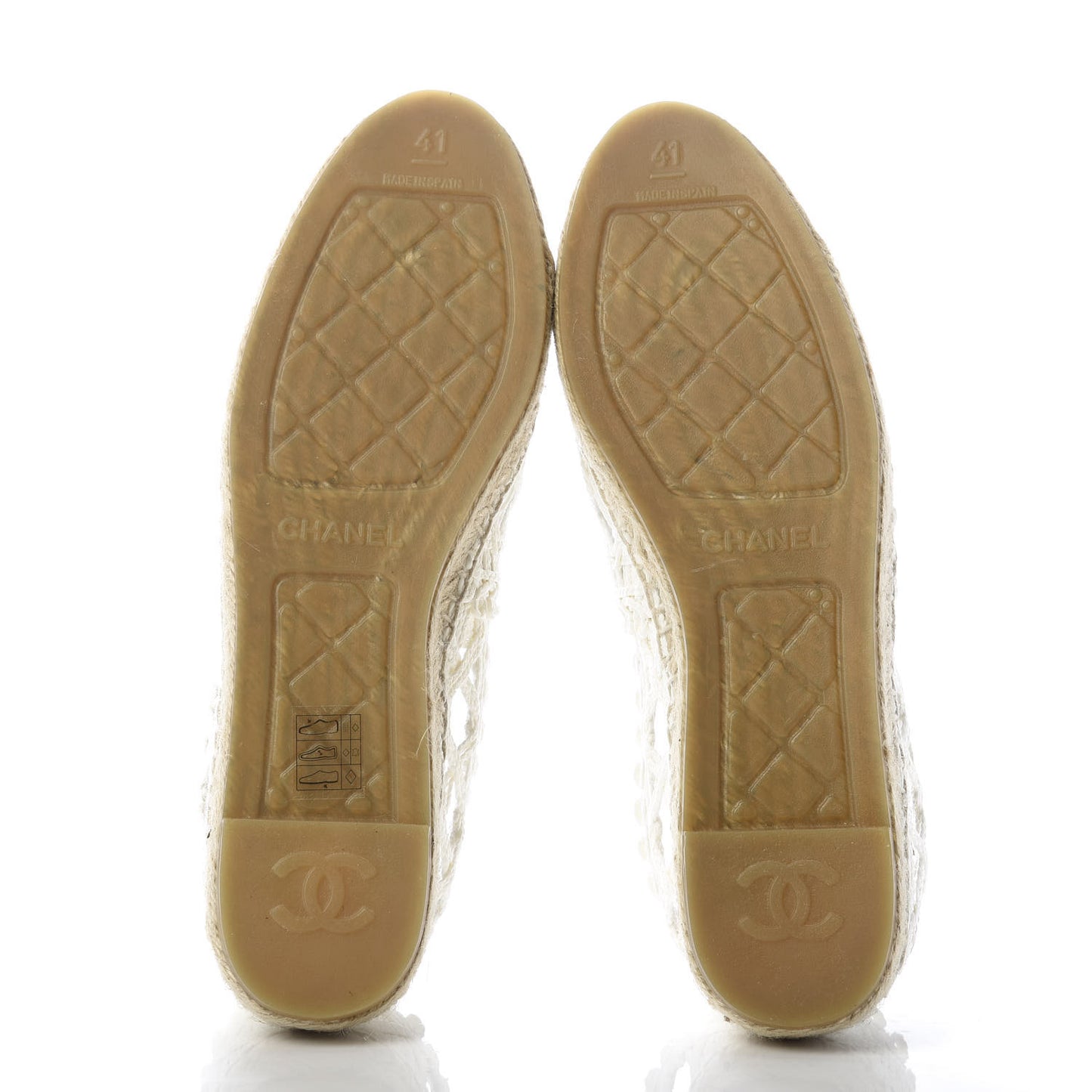 Woven Fabric Grosgrain CC Espadrilles 41 White Black