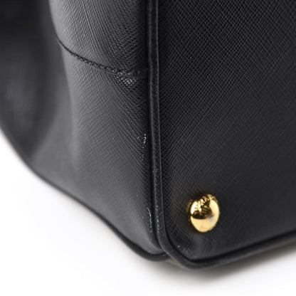 Prada Saffiano Lux Bi-Color Medium Galleria Double Zip Tote Militare Black 8 of 13