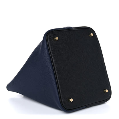 Hermes Taurillon Clemence Casaque Picotin Lock 22 MM Bleu Nuit Black Blue Frida 4 of 11