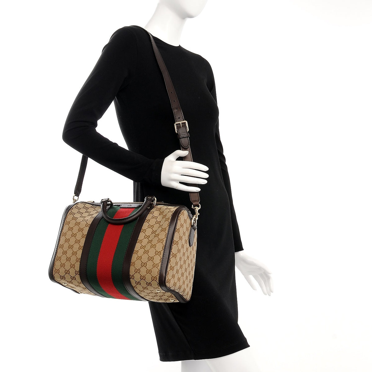 Monogram Vintage Web Medium Boston Dark Brown