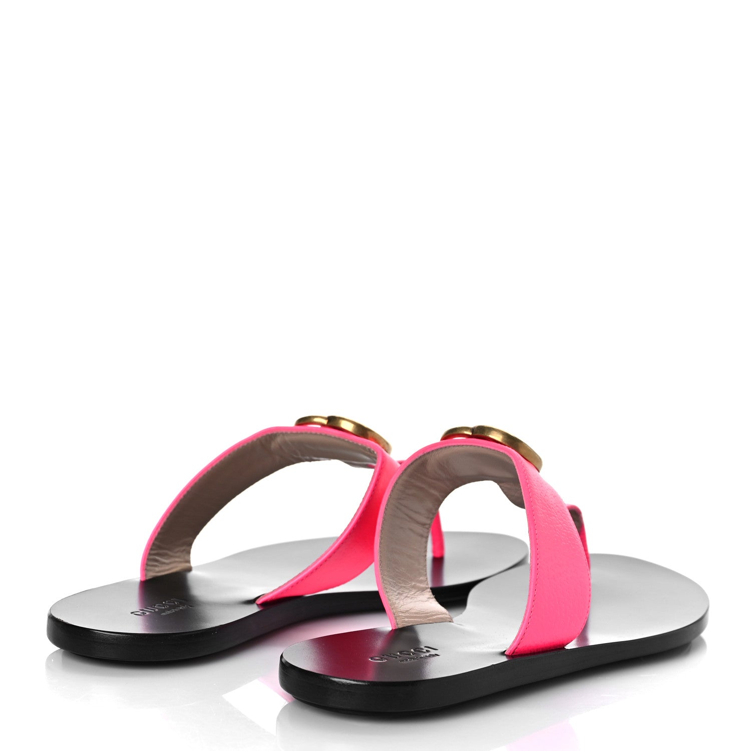Gucci Calfskin GG Marmont Thong Sandals 37.5 Fuxia Fluo 3 of 9