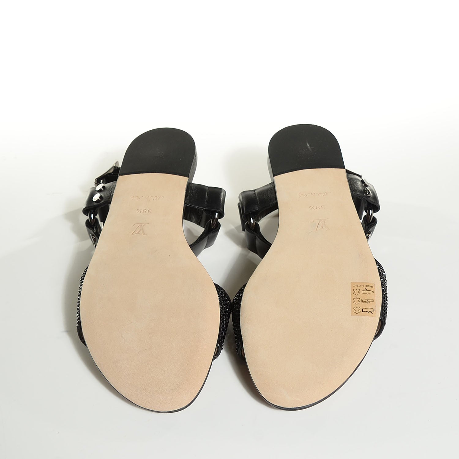 Louis Vuitton Calfskin Strass Backstage Flat Sandals 38.5 Black 5 of 8