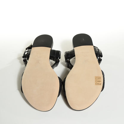 Louis Vuitton Calfskin Strass Backstage Flat Sandals 38.5 Black 5 of 8