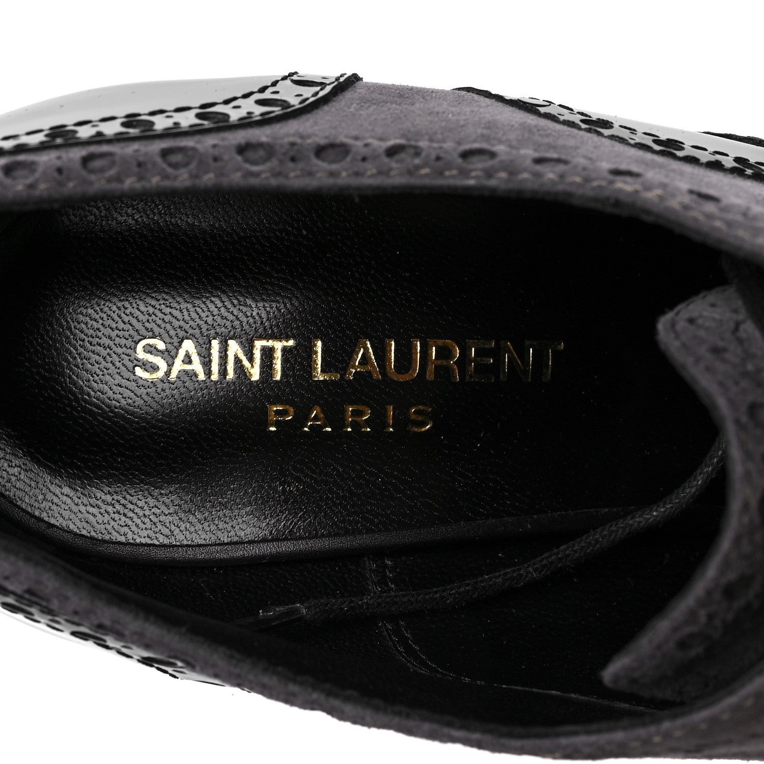 Saint Laurent Nappa Patent Suede Tribtoo 105 Lace Up Booties 40.5 Black 7 of 7