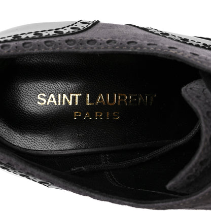 Saint Laurent Nappa Patent Suede Tribtoo 105 Lace Up Booties 40.5 Black 7 of 7