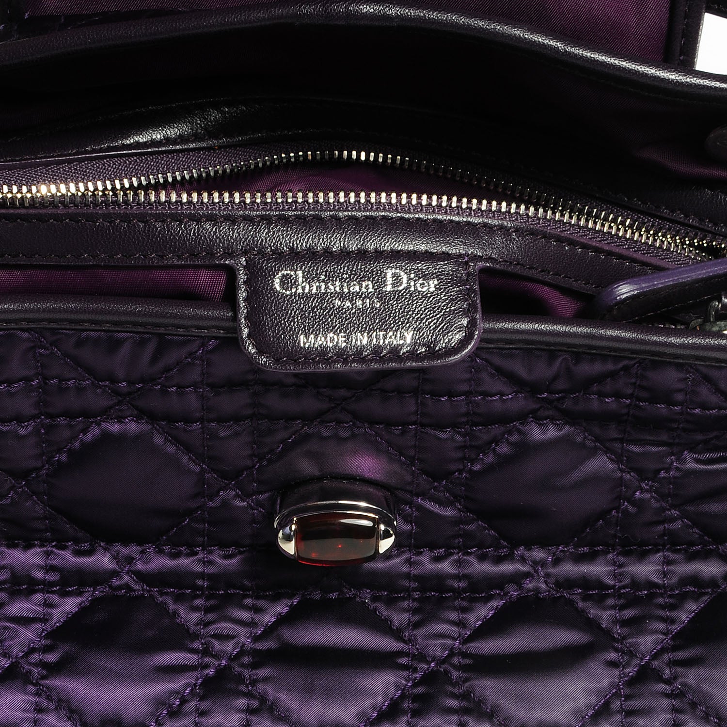 Christian Dior Satin Cannage Charming Lock Flap Bag Purple 5 of 8