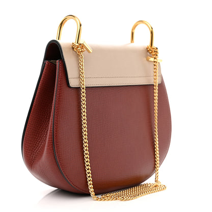 Chloe Grained Calfskin Lambskin Bi-Color Drew Shoulder Bag Beige Brown 3 of 9
