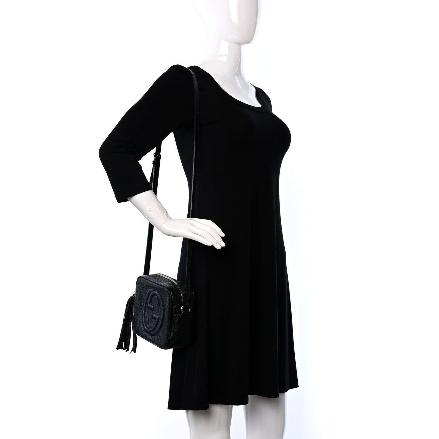 Pebbled Calfskin Small Soho Disco Bag Black