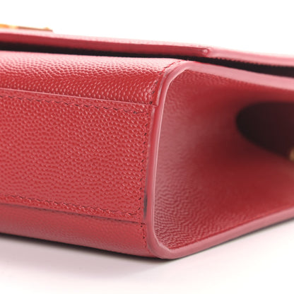 Saint Laurent Grain De Poudre Medium Monogram Kate Satchel Red 10 of 11