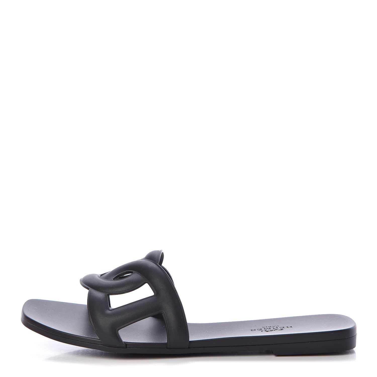 Hermes Rubber Aloha Sandals 37 Black 1 of 8