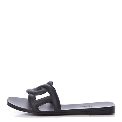 Hermes Rubber Aloha Sandals 37 Black 1 of 8