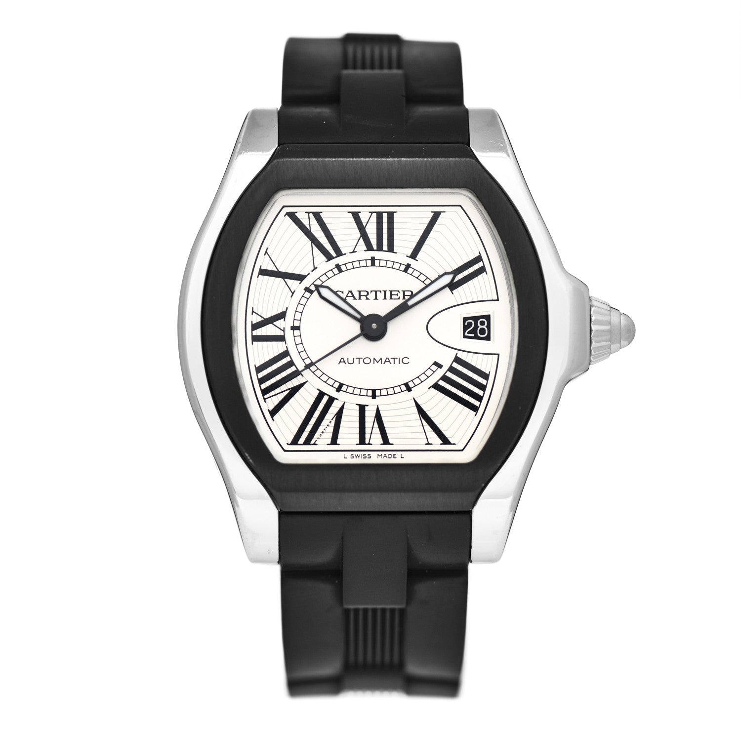 Cartier Stainless Steel Rubber 37mm Roadster Automatic Watch 1 of 4