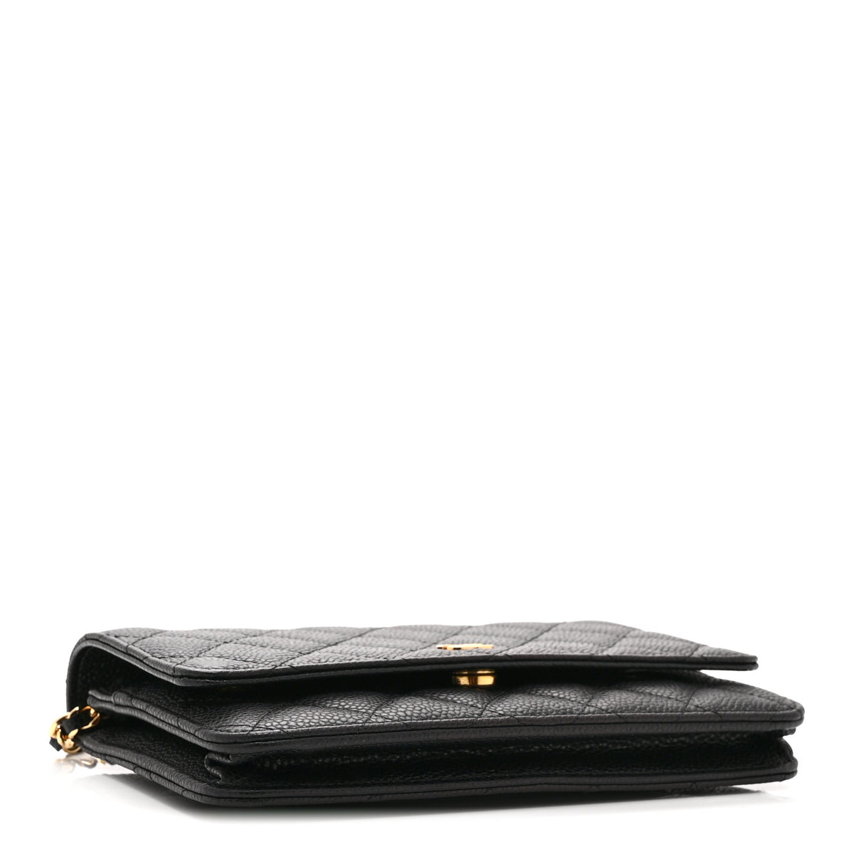 Caviar Quilted Wallet on Chain WOC Black