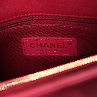 Chanel Caviar Quilted Small Coco Handle Flap Dark Pink 6 of 10