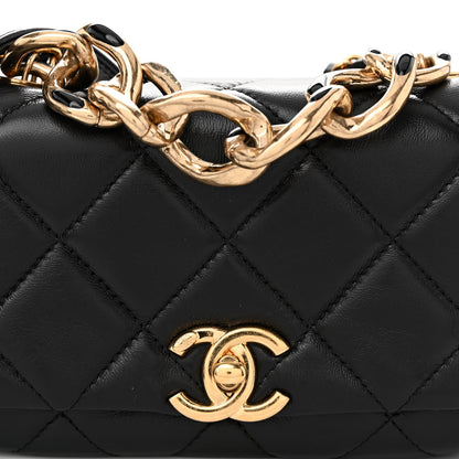 Chanel Lambskin Quilted Mini Color Match Flap Black 8 of 11