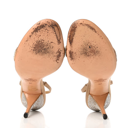 Valentino Garavani Satin Crystal Strap Sandals 37 Beige 5 of 7